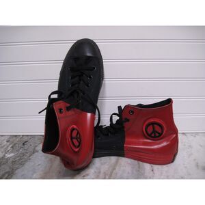 Converse Mens Chuck Taylor Peace Symbol Black/Red Sneaker Size 11.5